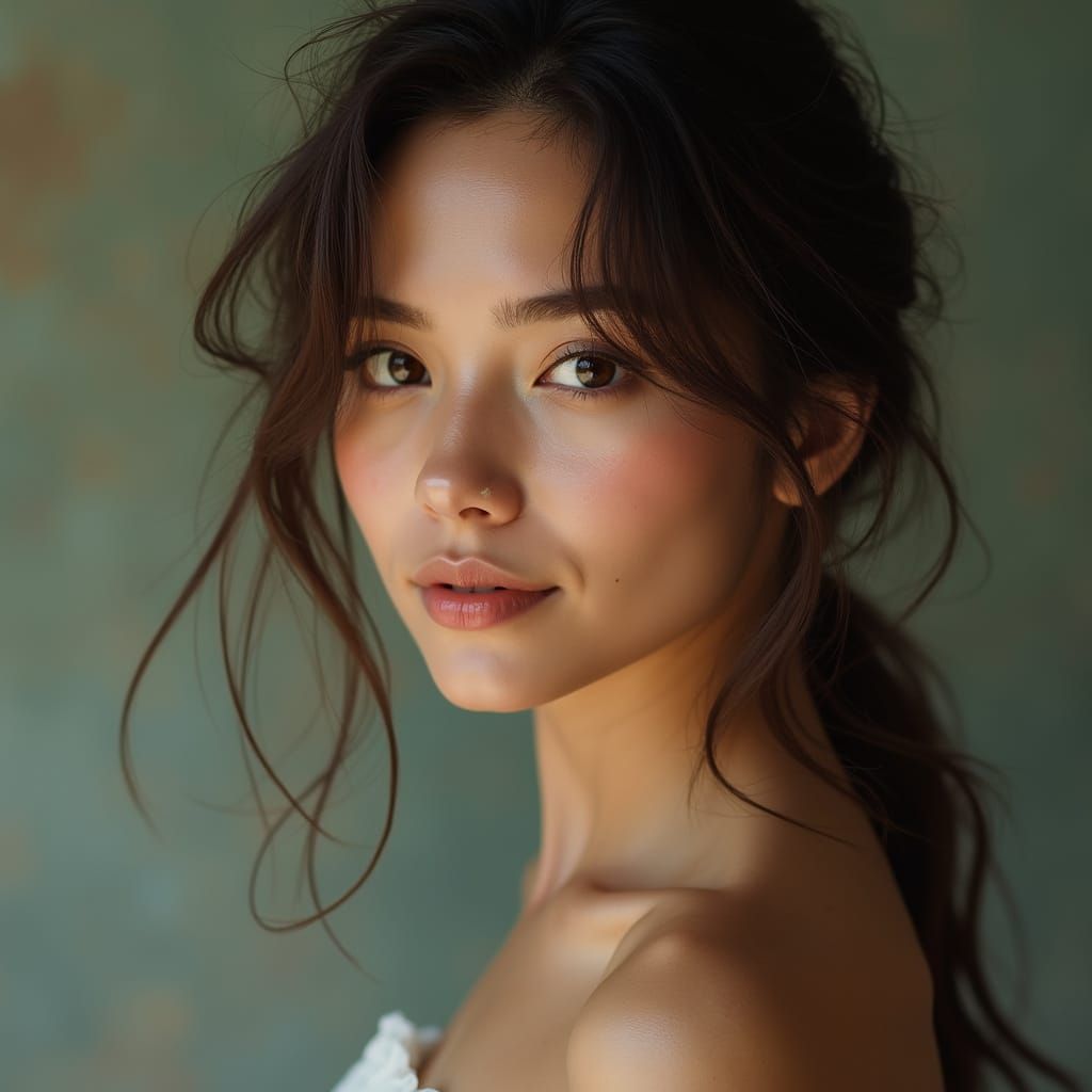 Elegant Portrait of a Natural Woman in Soft Lighting