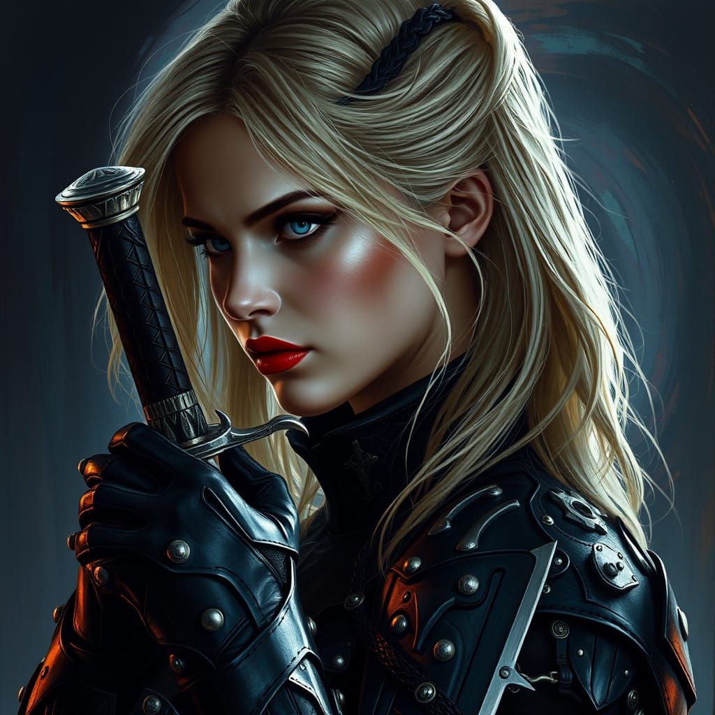 Gothic Assassin in Dark Leather Armor