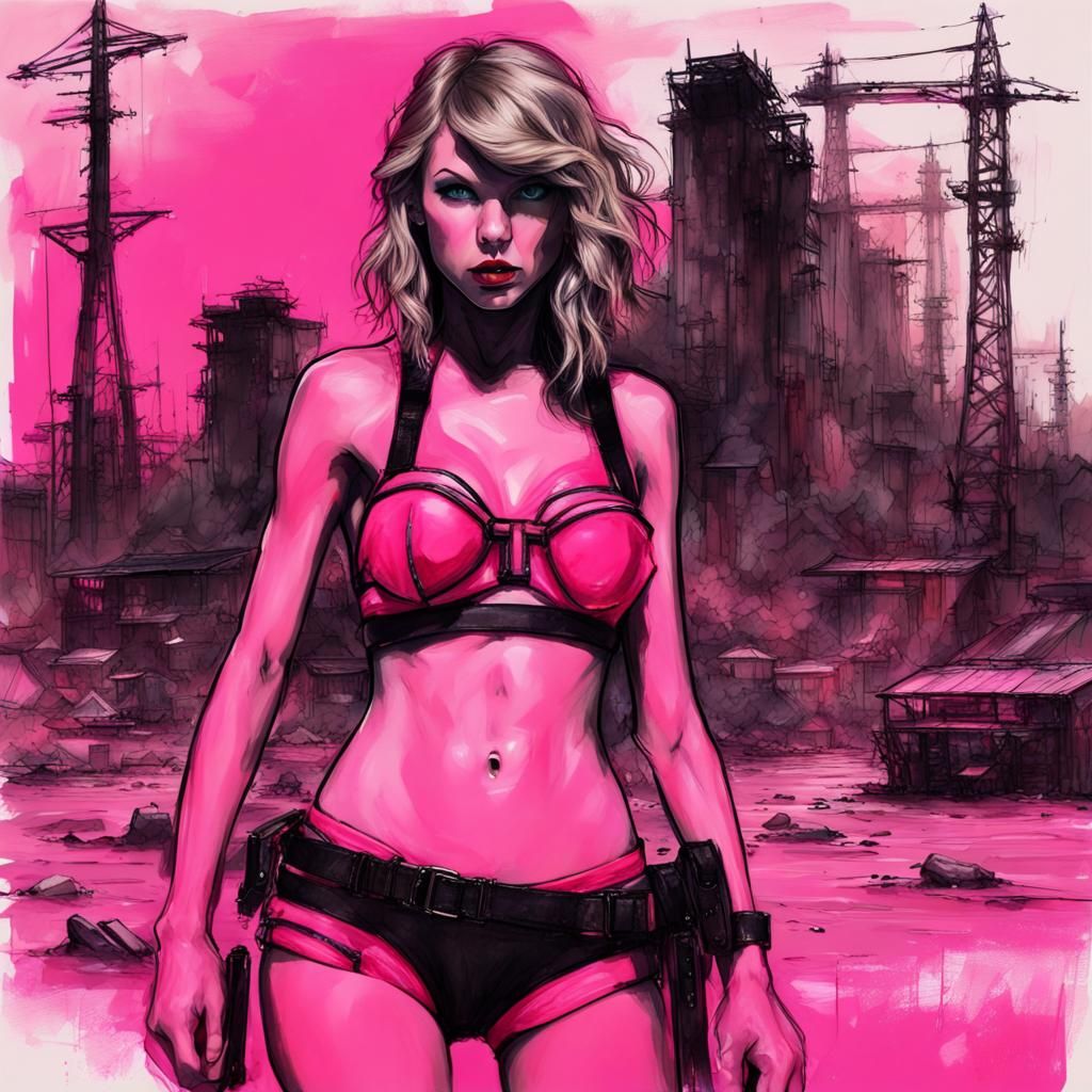 Taylor Swift in Neon Bikini: Post-Apocalyptic Sketch