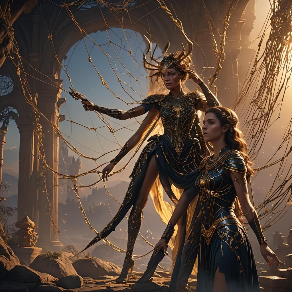 Athena and Arachne Collaborate: A Baroque Digital Painting
