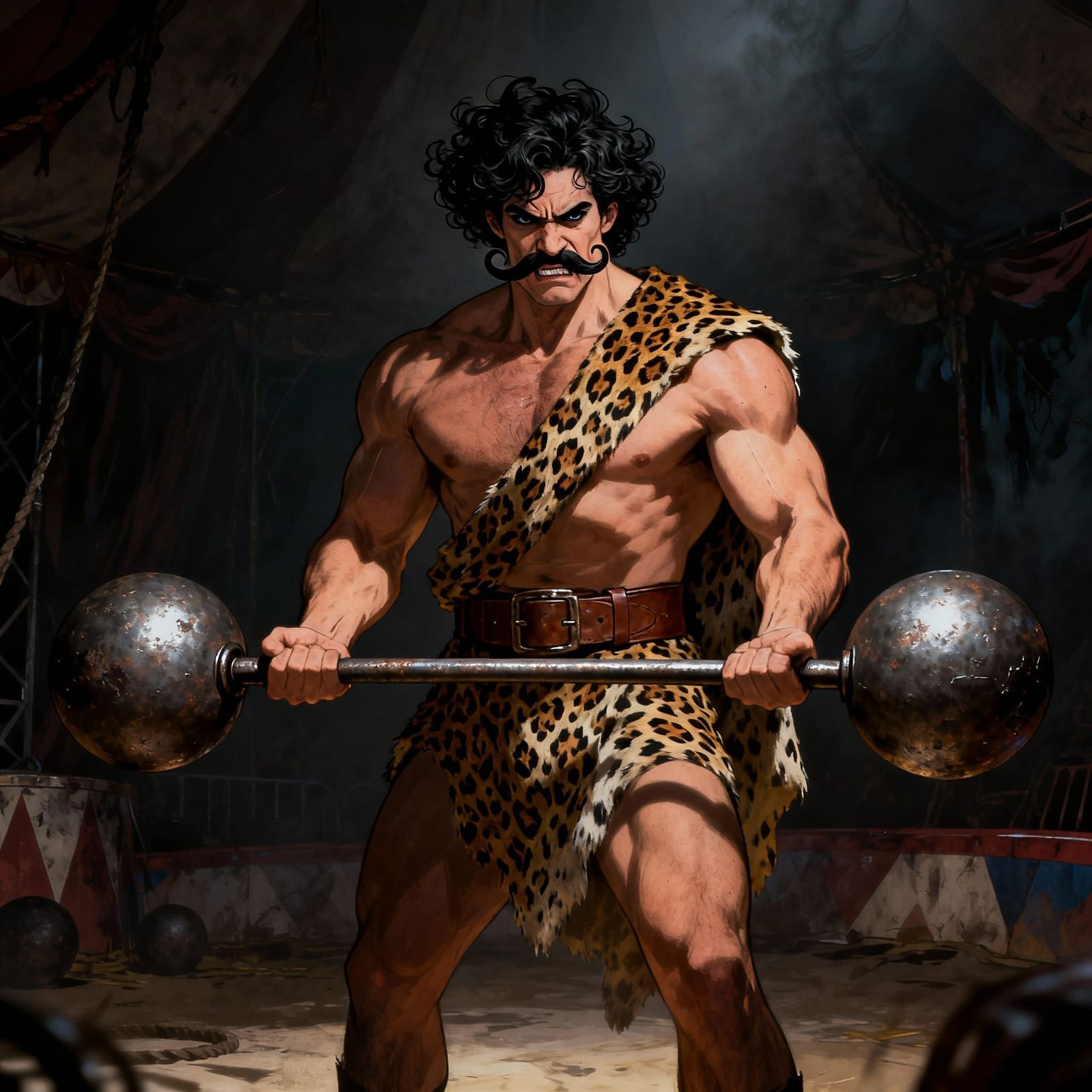 Evil Strong-Man in Sinister Circus Tent