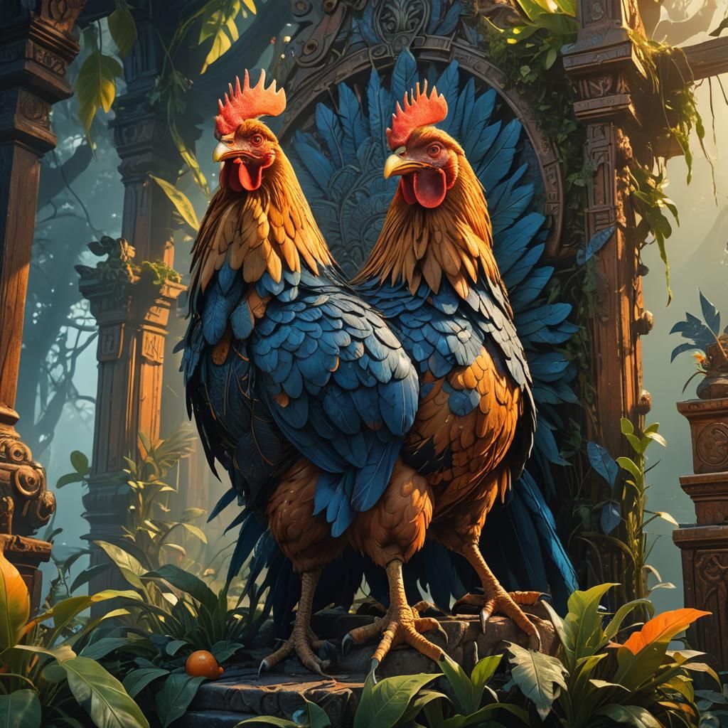 Majestic Super Chicken on Throne: Fantasy Art