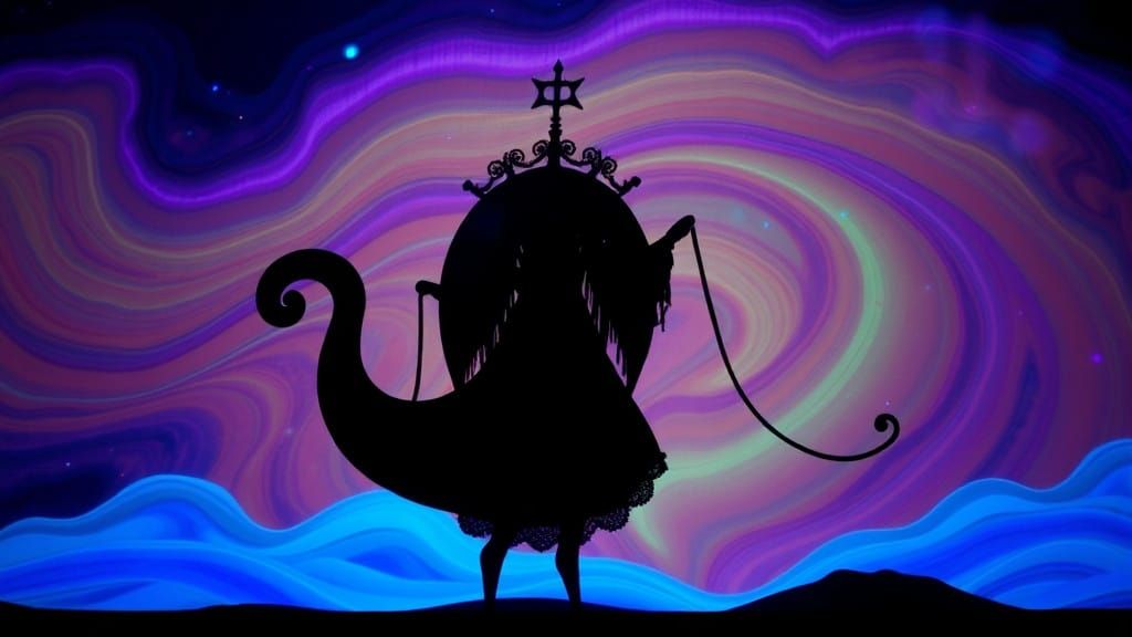 Ethereal Neon Shadow Puppets Dance in Blacklight