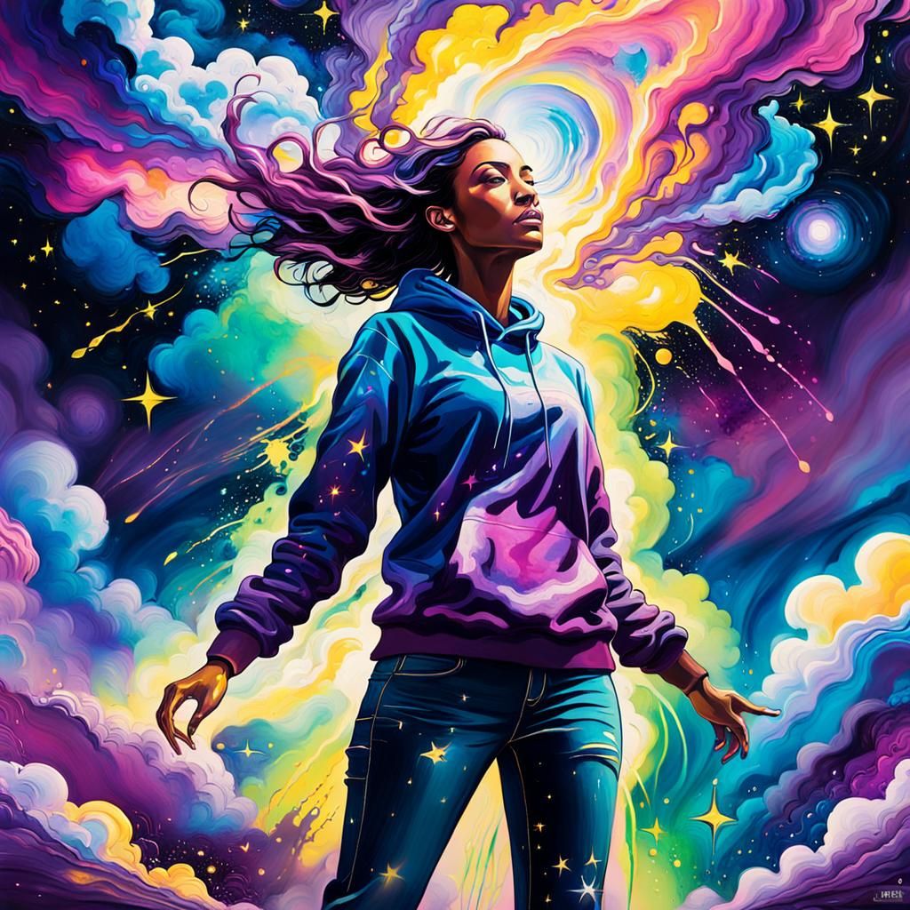 Cosmic Street Art: Woman's Mind Expanding