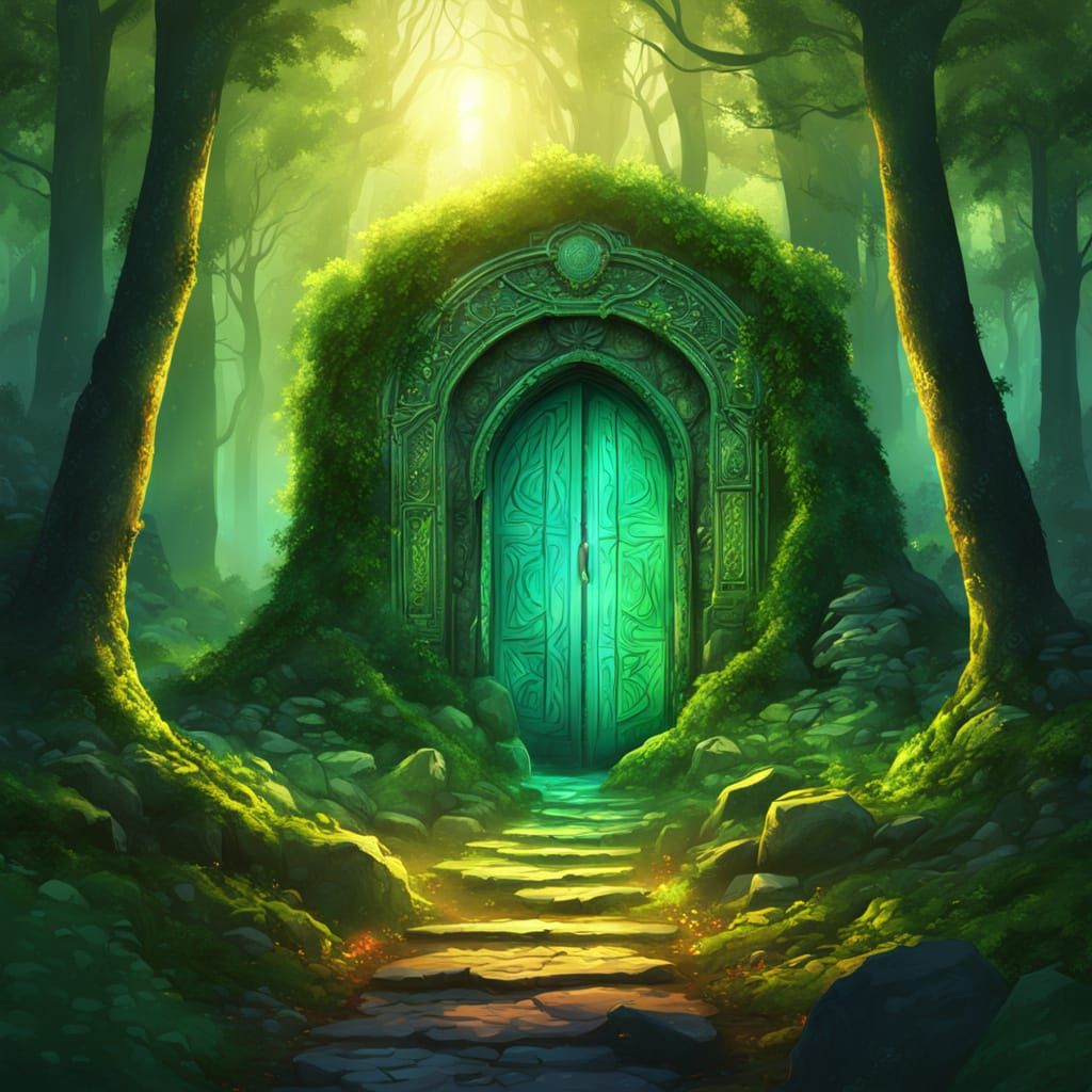 A portal to an alternate dimension located on a lush green f...