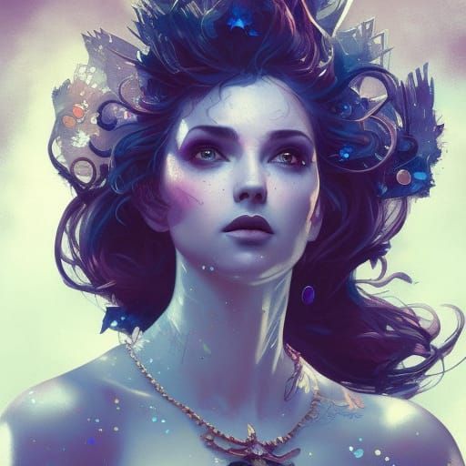 Punk Rock Princess Portrait with Nebula Background