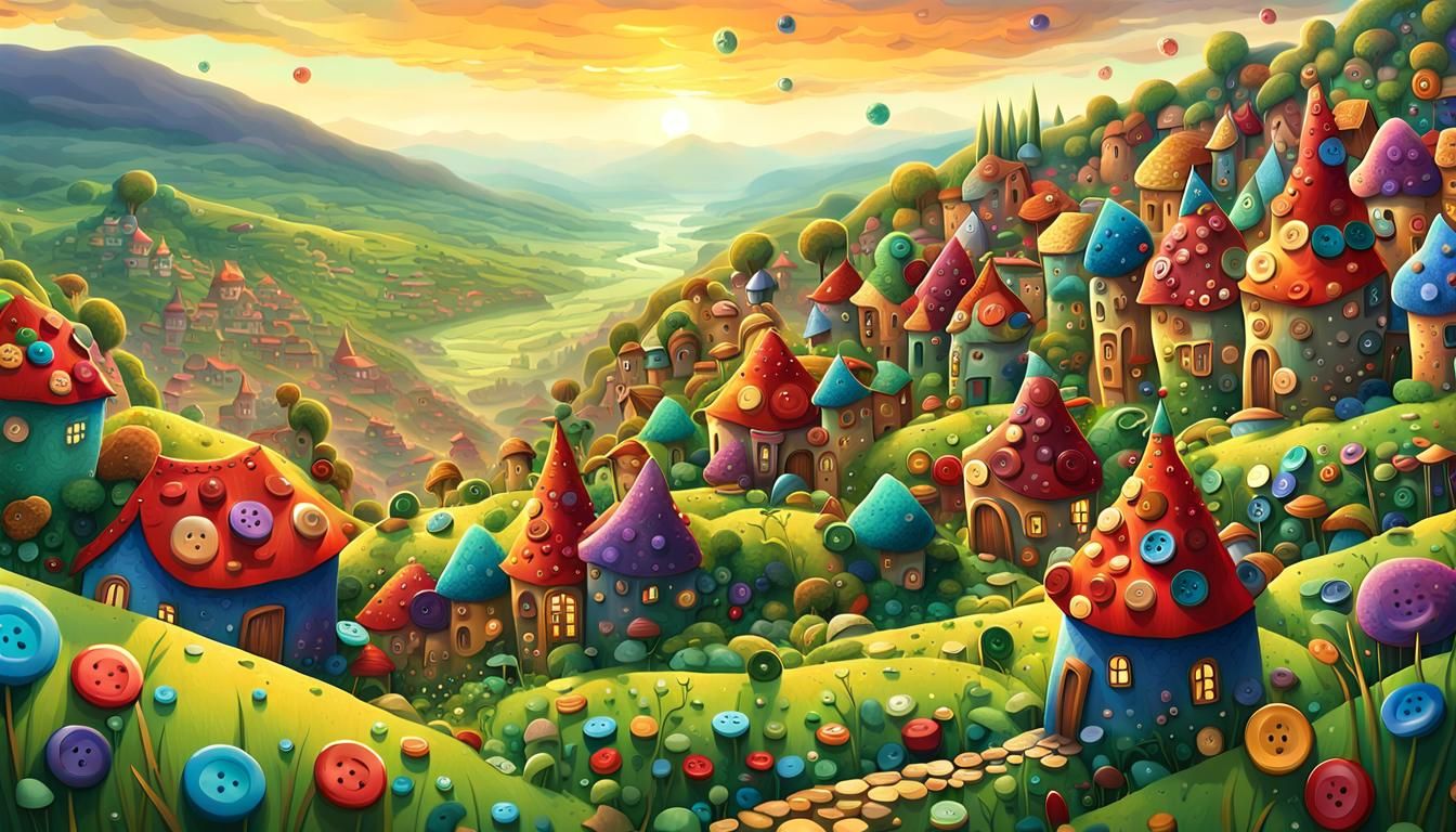 Button Village Concept Art Inspired by Whimsical Fairytales