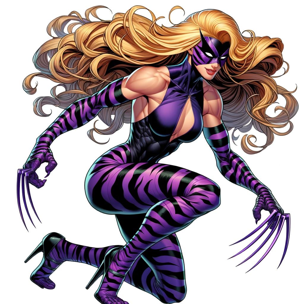 Mysterious Purple Warrior Goddess in Comic Book Style