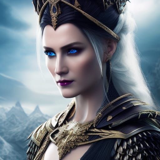 Elven Queen Warrior in Medieval Fantasy Art