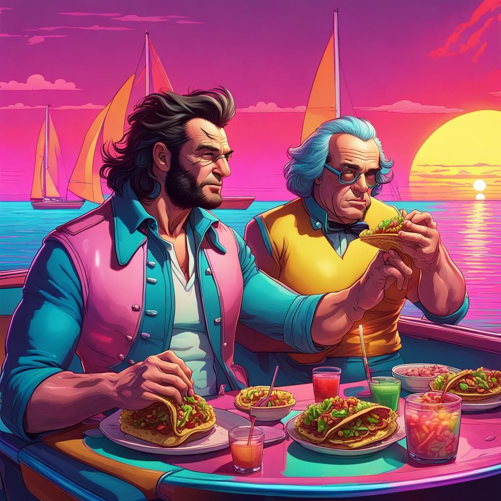 Wolverine and Franklin Enjoy Tacos at Sunset