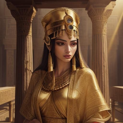 Egyptian Priestess in Temple: Cinematic Fantasy Art