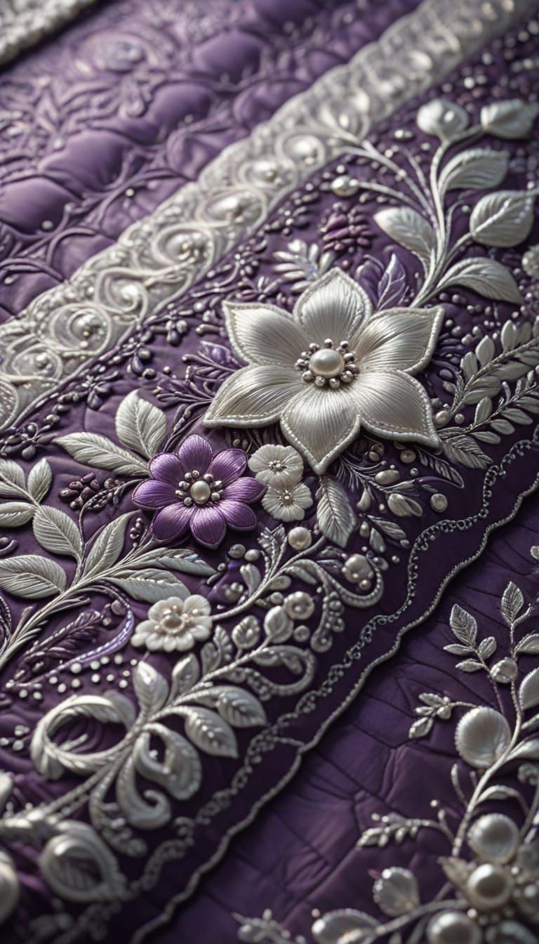 Pretty Bedspread, purple tone with intricate floral outline....