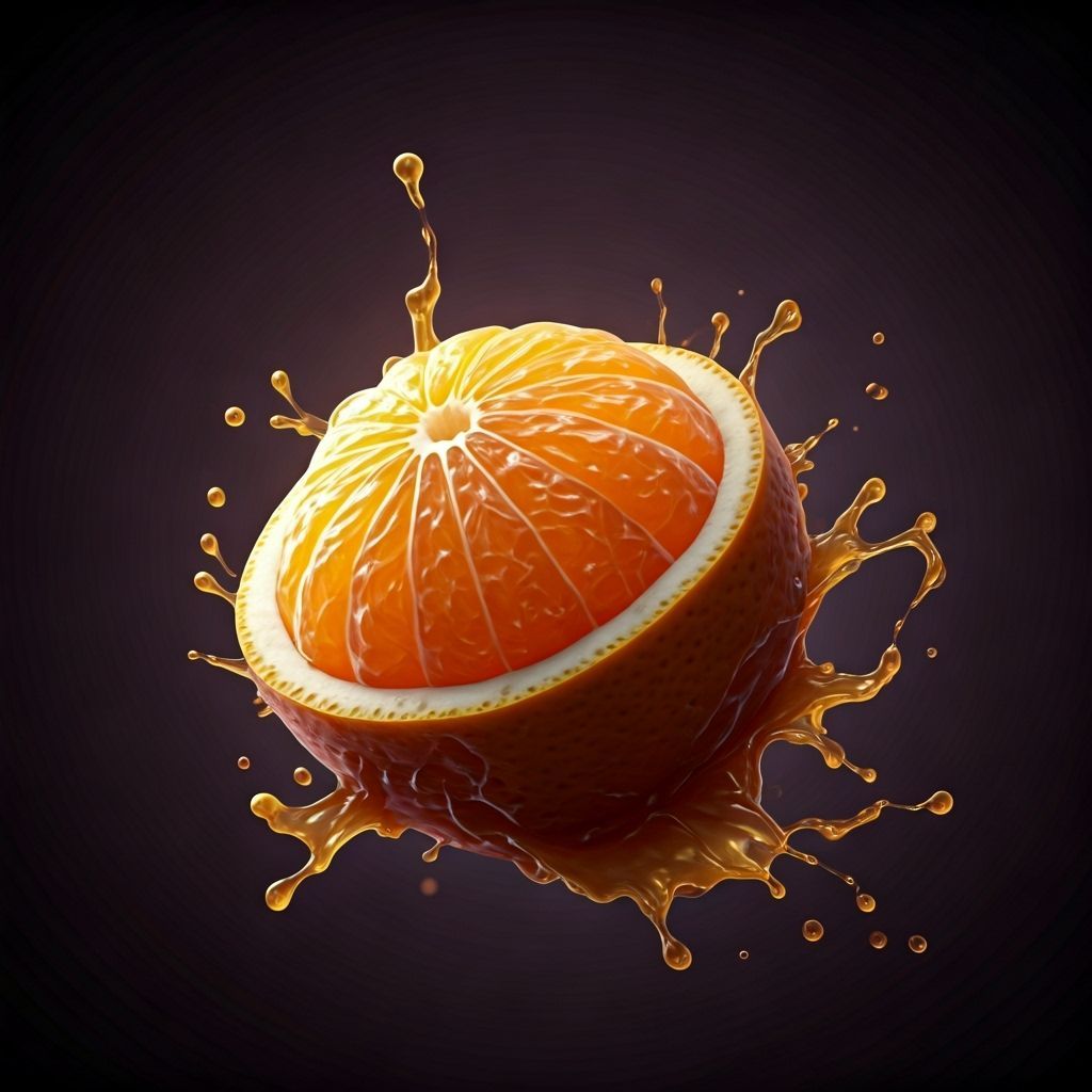 Hyperdetailed Citrus Fruit Explosion in Dark Fantasy Style