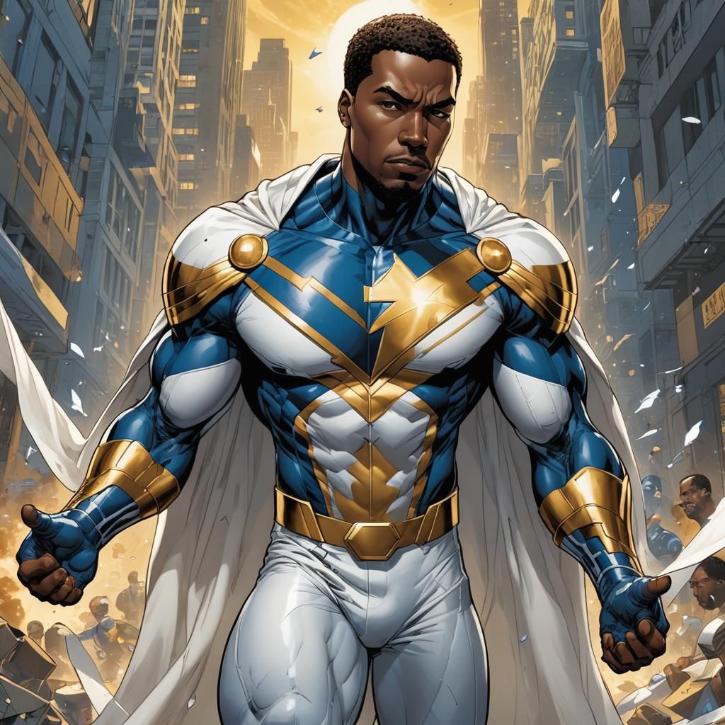Blue Marvel Comic Character in Comic Book Art