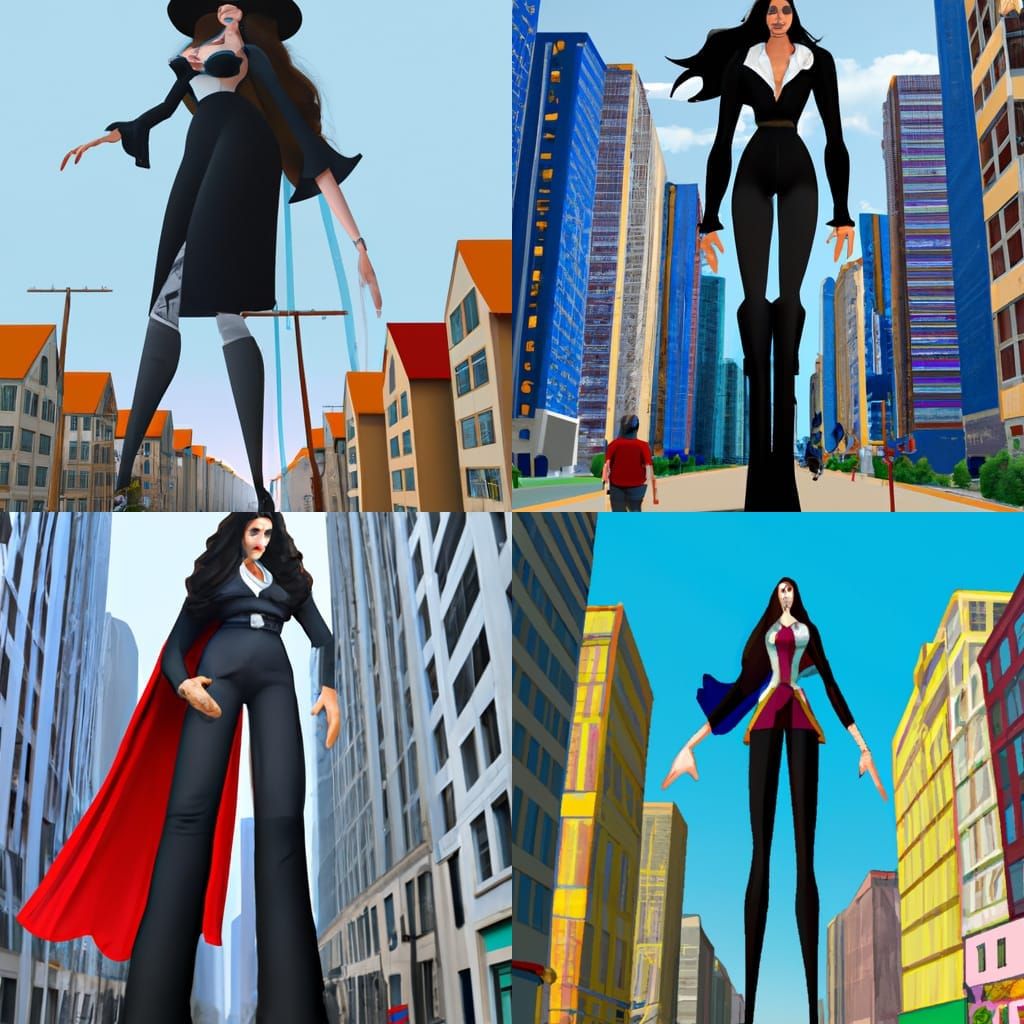 Giantess Zatanna Zatara Roams City Streets