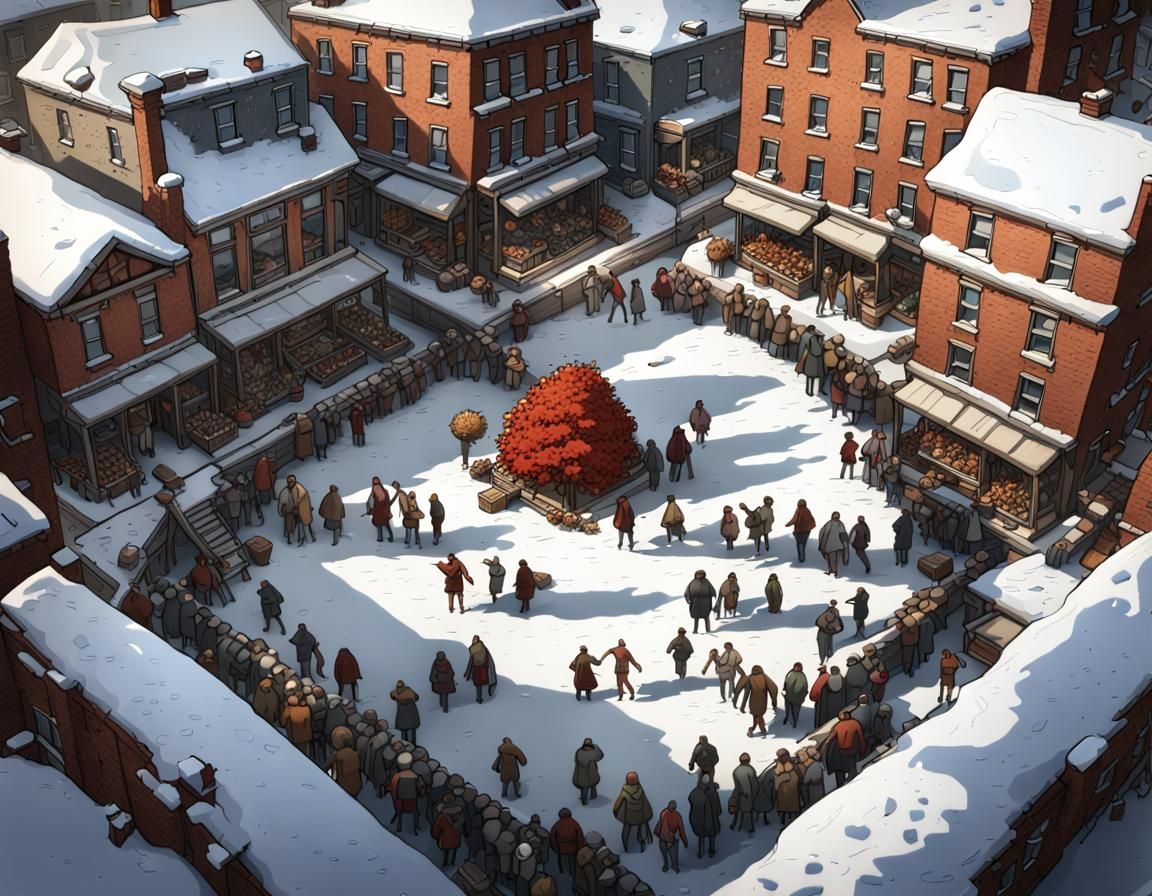 Community Harvest Celebration in Dark Fantasy Style