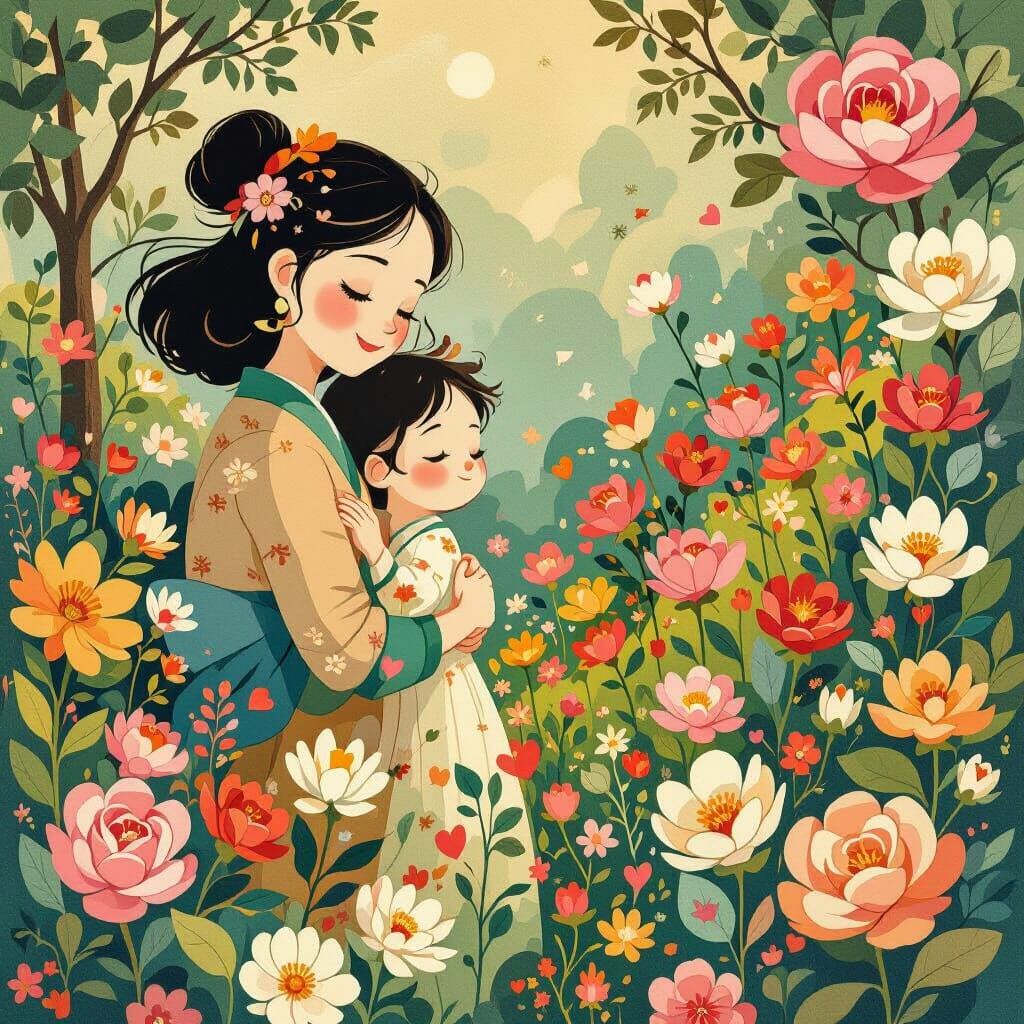 Whimsical Love Illustration in Animated Fantasy Style