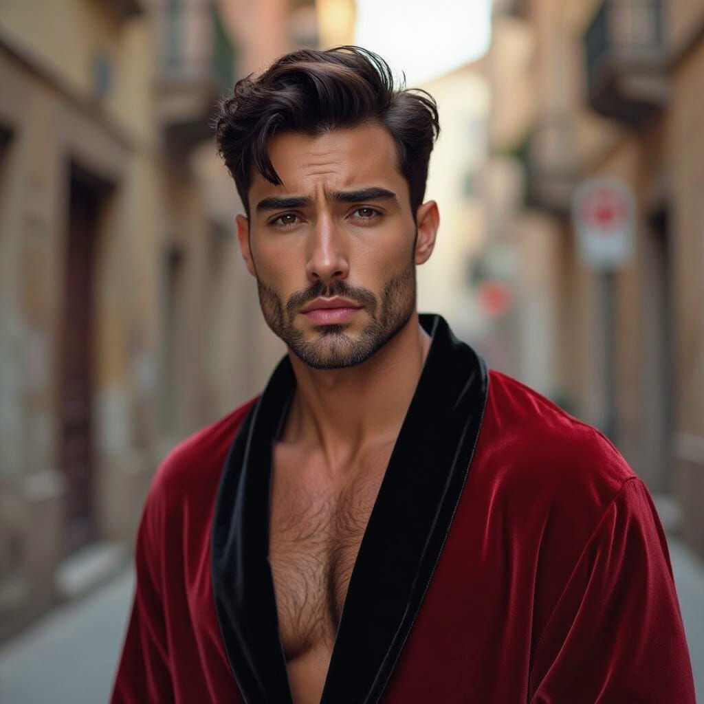 Anguished Man in Velvet Robe: Impressionist Portrait