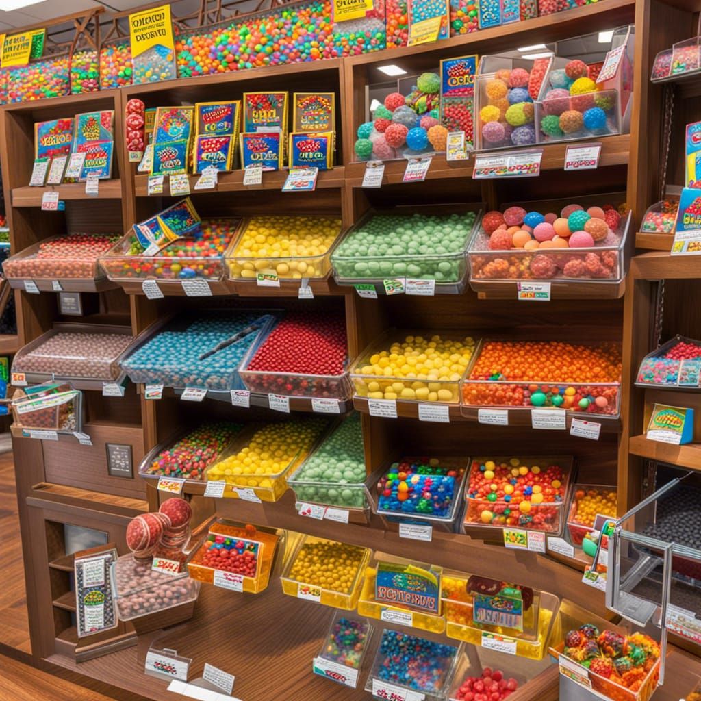 Colorful Candy Store Display of Sweets