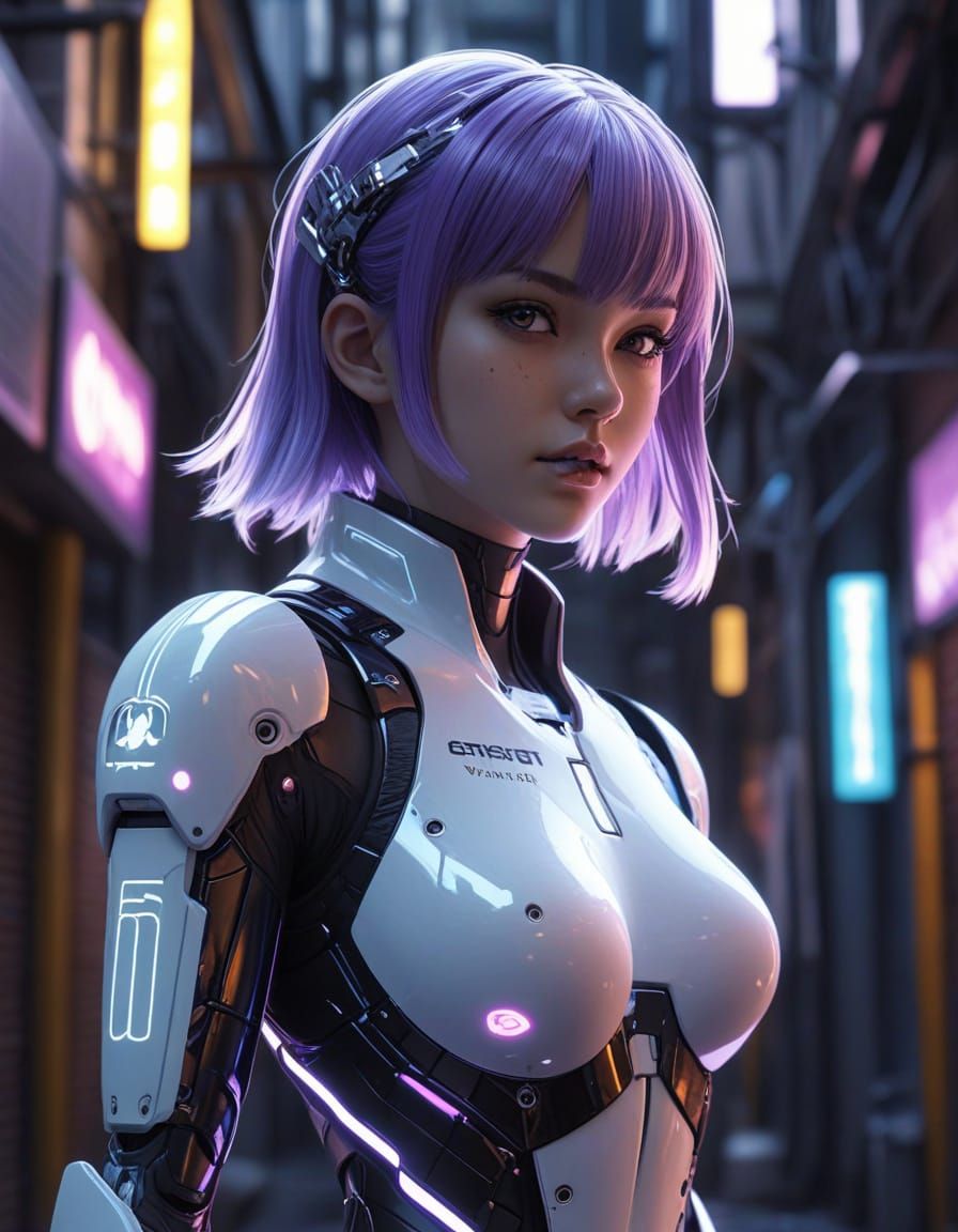 Futuristic Manga Ghost Girl in Cybernetic Uniform