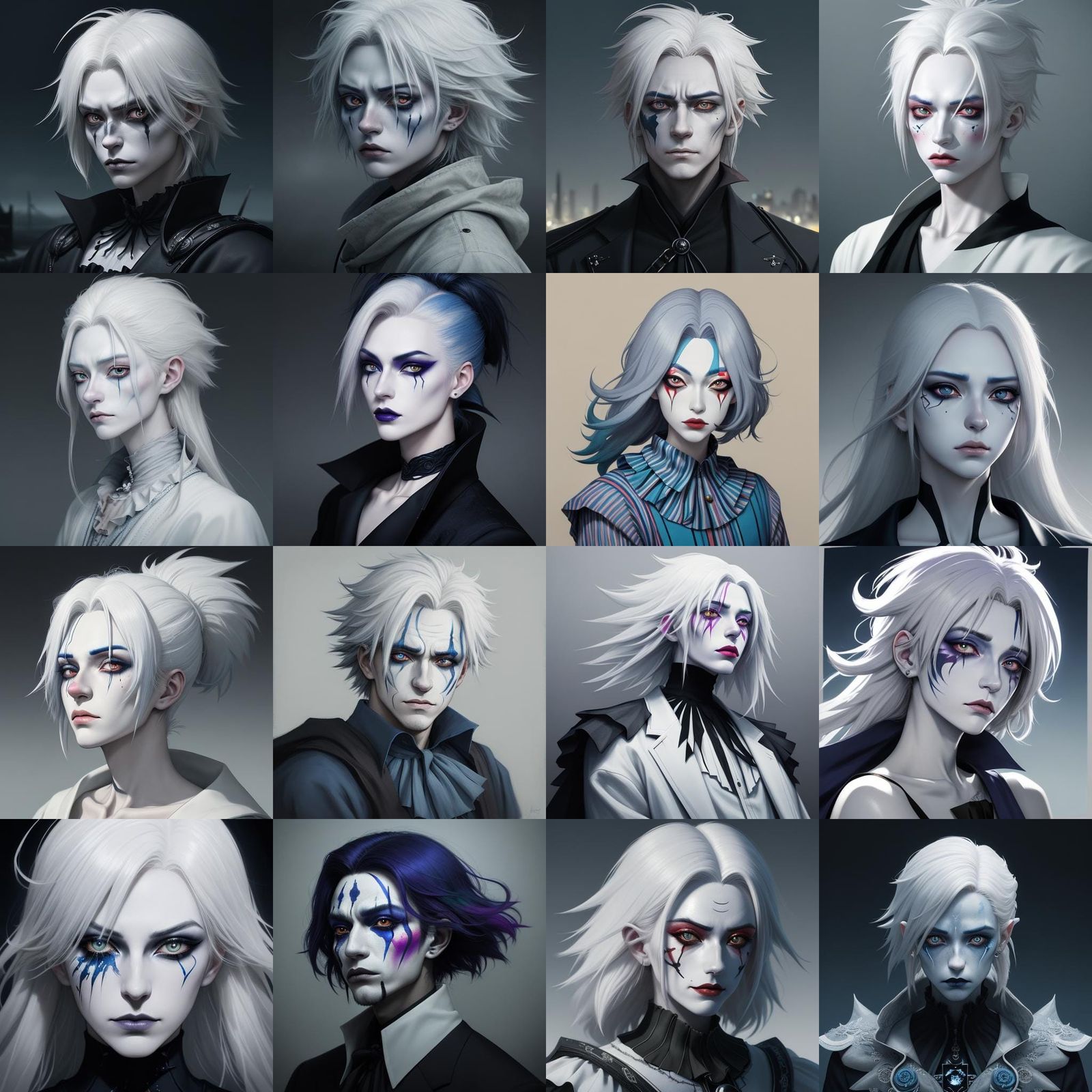 Anime Clown Avatar with Sorrowful Expression