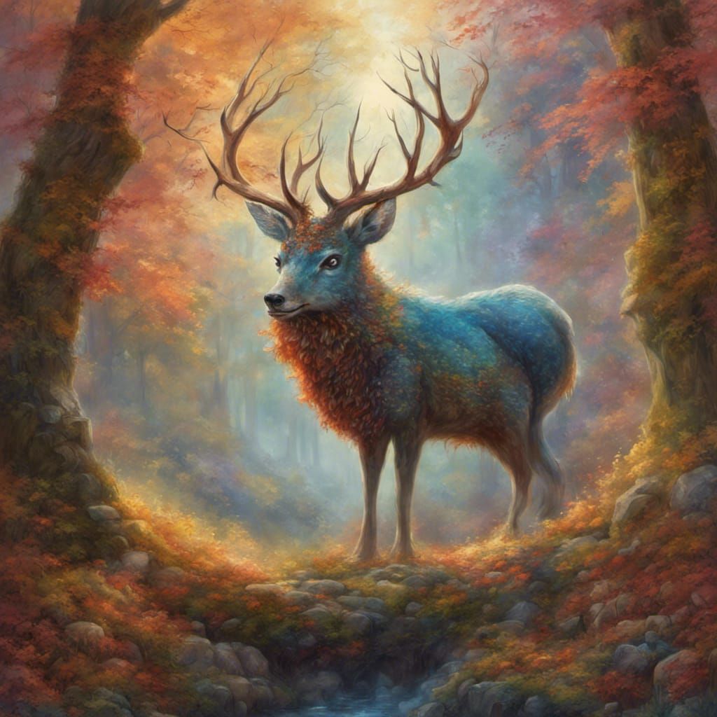 Mystical Autumn Forest Spirit in Ethereal Fantasy