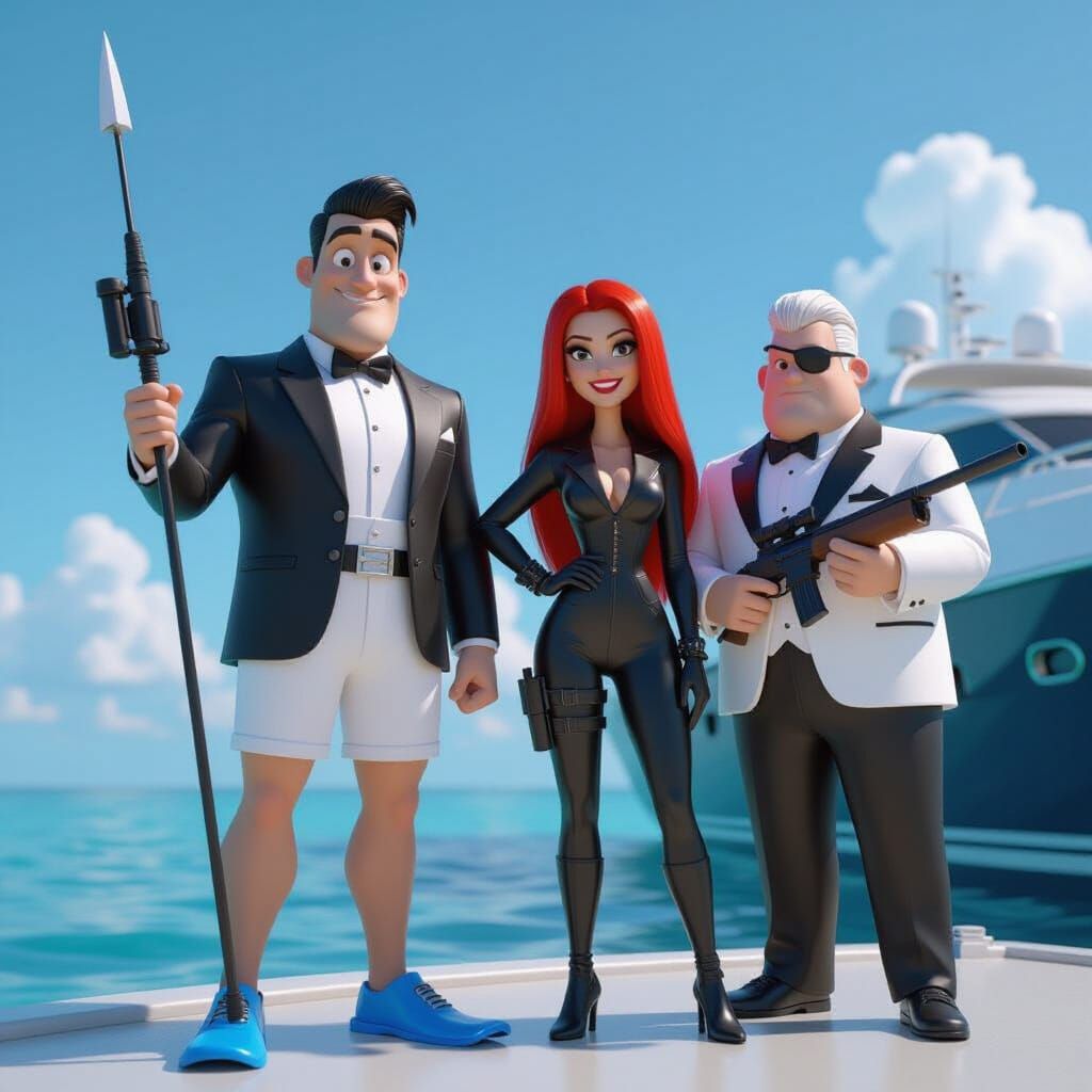 Pixar Style Undersea Adventure with Sleek Yacht