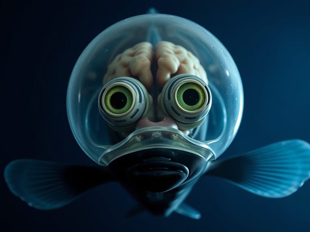 Deep-Sea Fish with Transparent Head: Photorealistic Detail