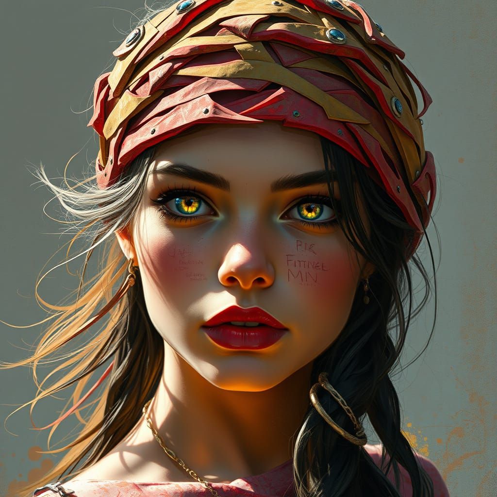 Vivid Woman with Graffiti Paint Effect, Digital Art