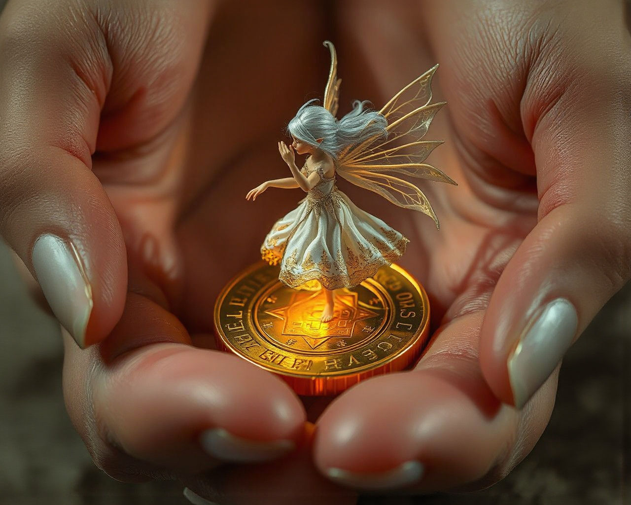 Golden Coin Comes Alive with Dancing Elf