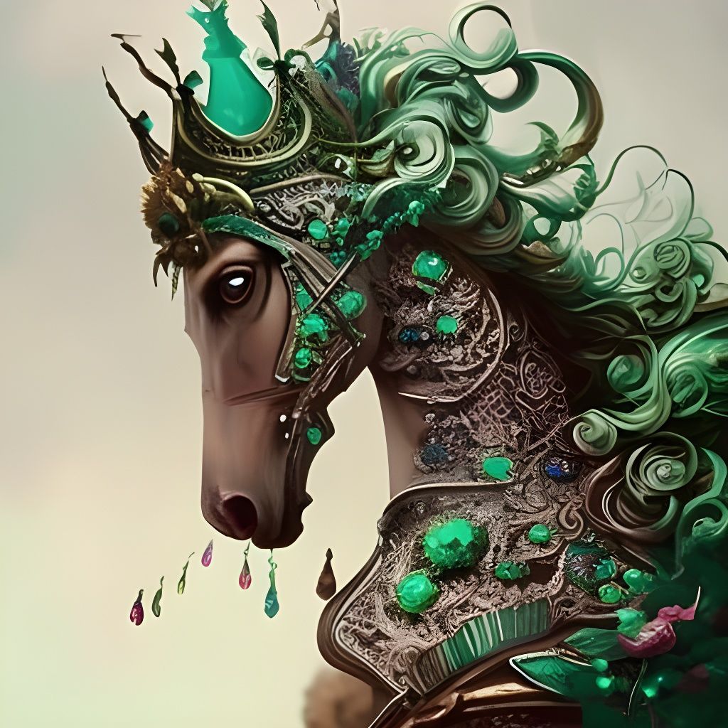 Armored Horse Portrait in Detailed Fantasy Style