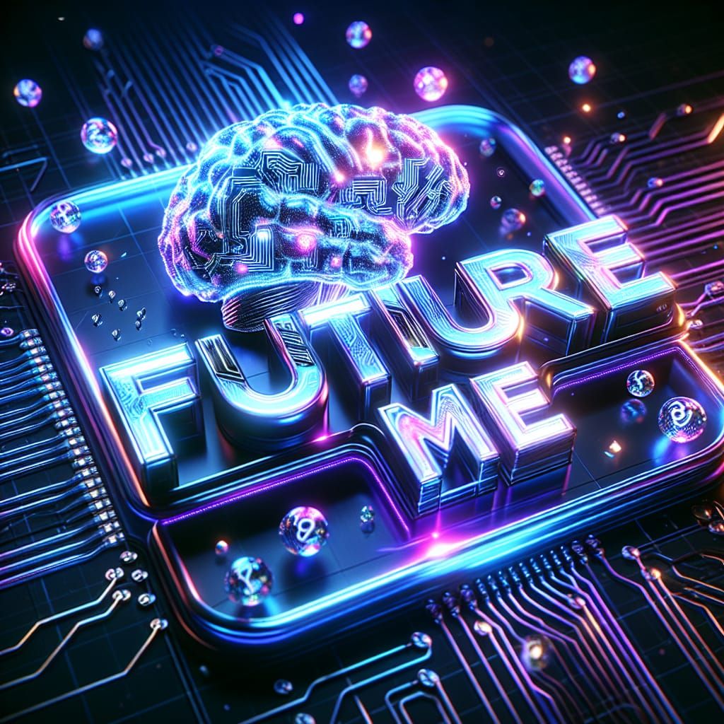 Futuristic Cyberpunk Profile Picture with Glowing 3D Text