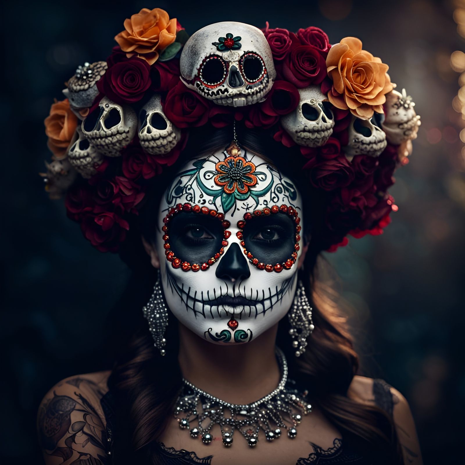 Day of the Dead Woman with Skull Makeup
