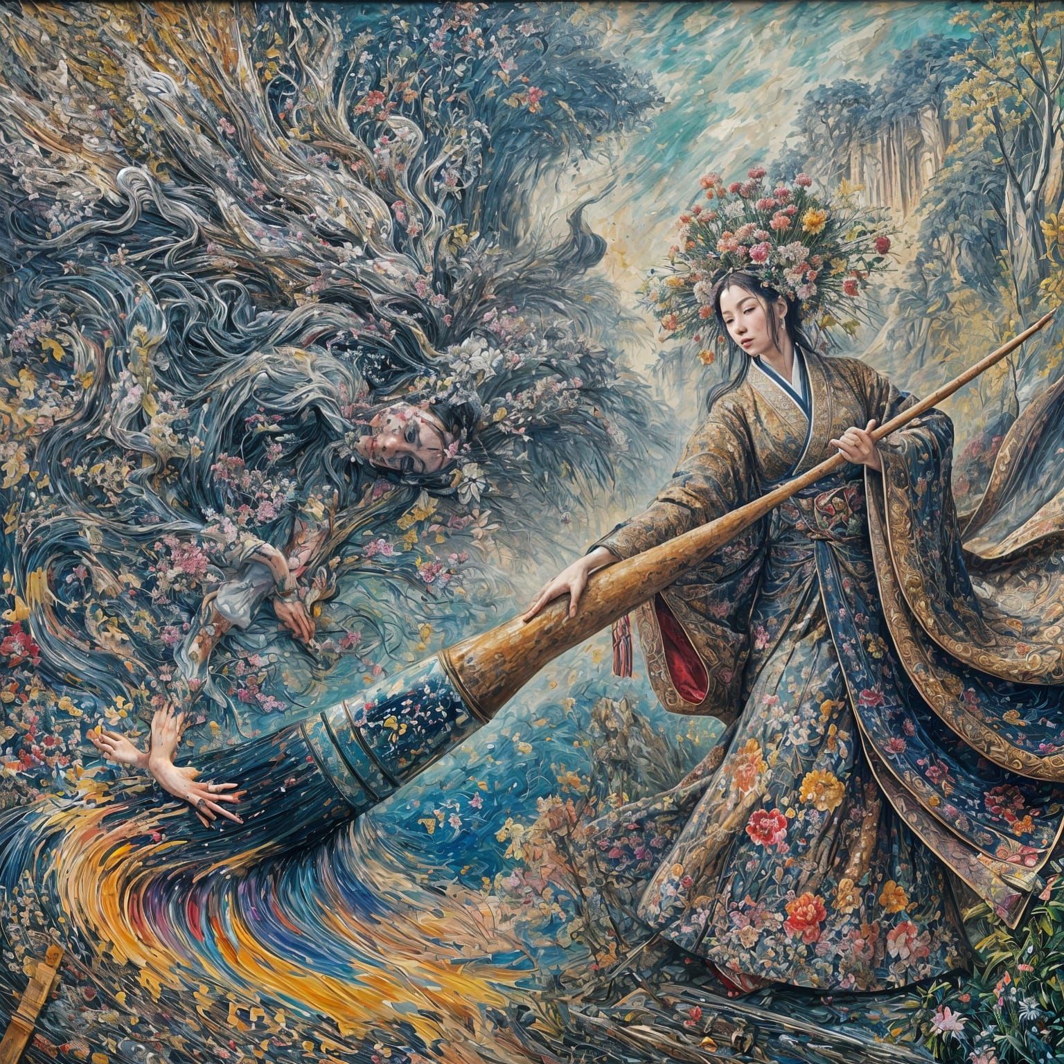 Japanese Princess Paints Chinese Mural in Post-Impressionist...