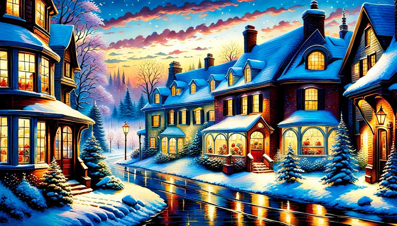 Winter Village Ice Rink at Night