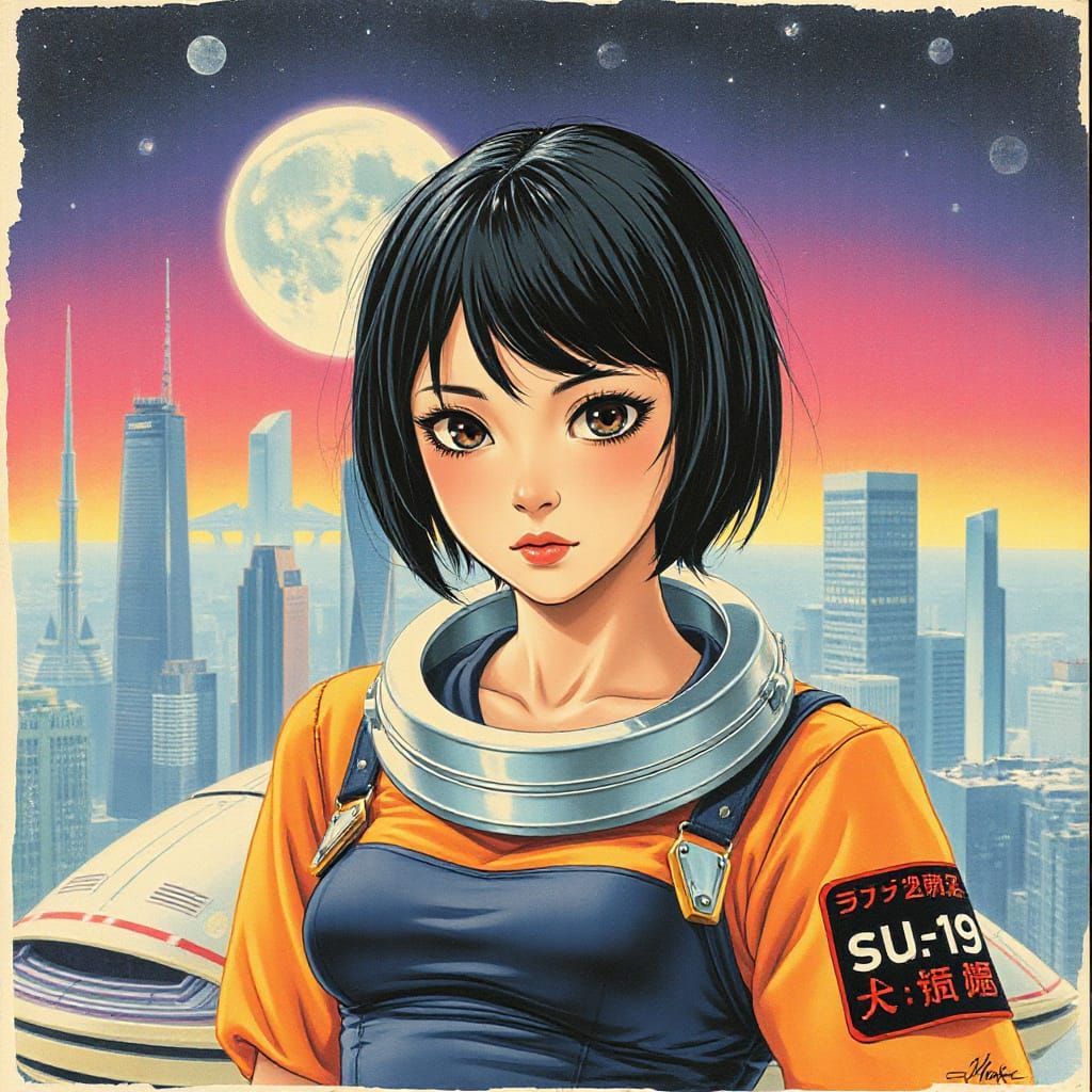 Retro Sci-Fi Film Cover with Futuristic Astronaut