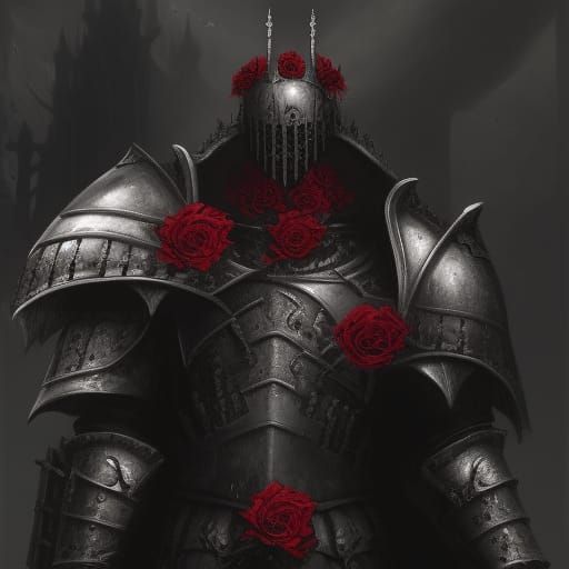 Gothic Knight in Crimson Rose Garden