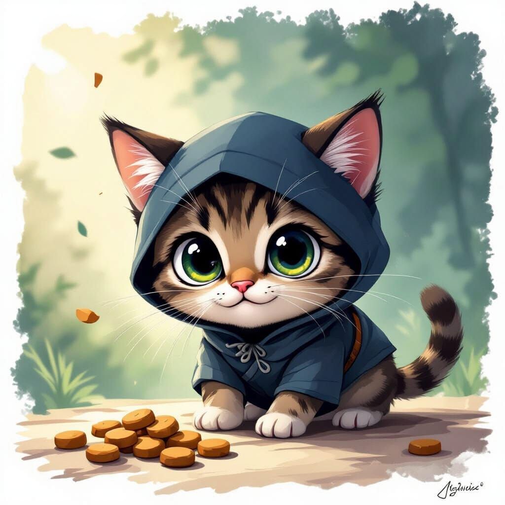 Playful Kitten Opens Eye in Stealth Ninja Mode