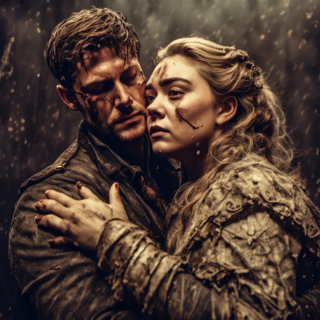 Hyperrealistic Hug of Two Actors in Marvel Style