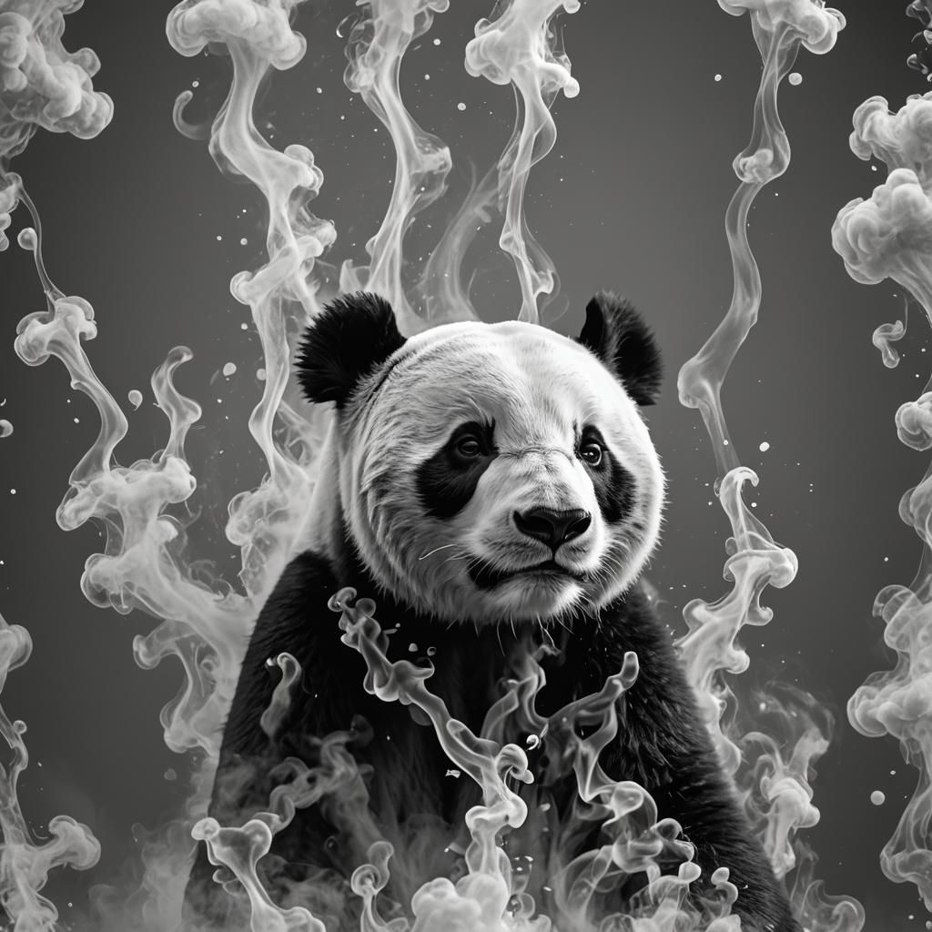 Hyperrealistic Panda Bear in 3D Smoke