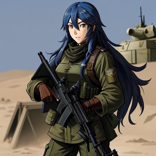 Lucina as Military Character with Submachine Gun