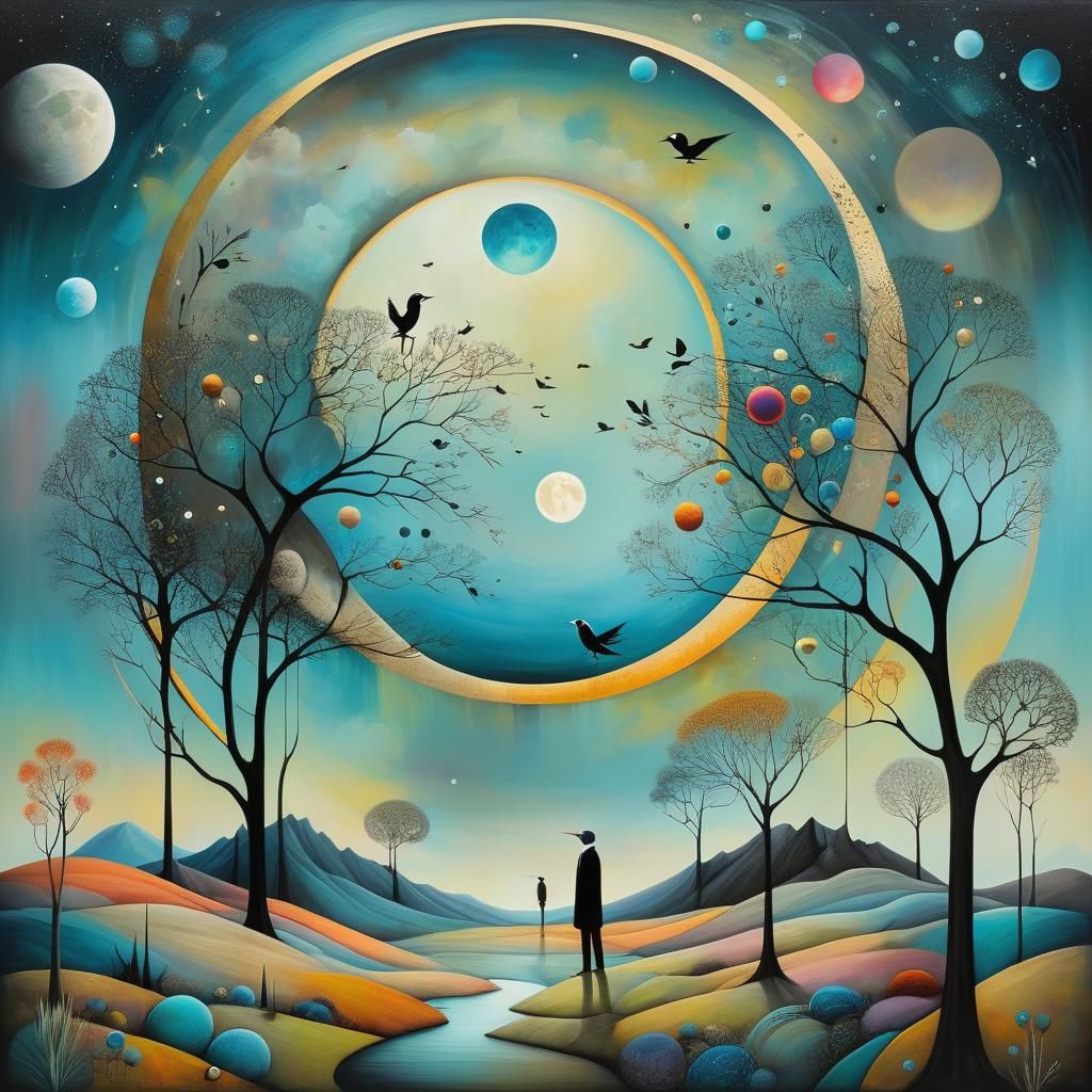 Ethereal Moonlit Landscape in a Surreal Style