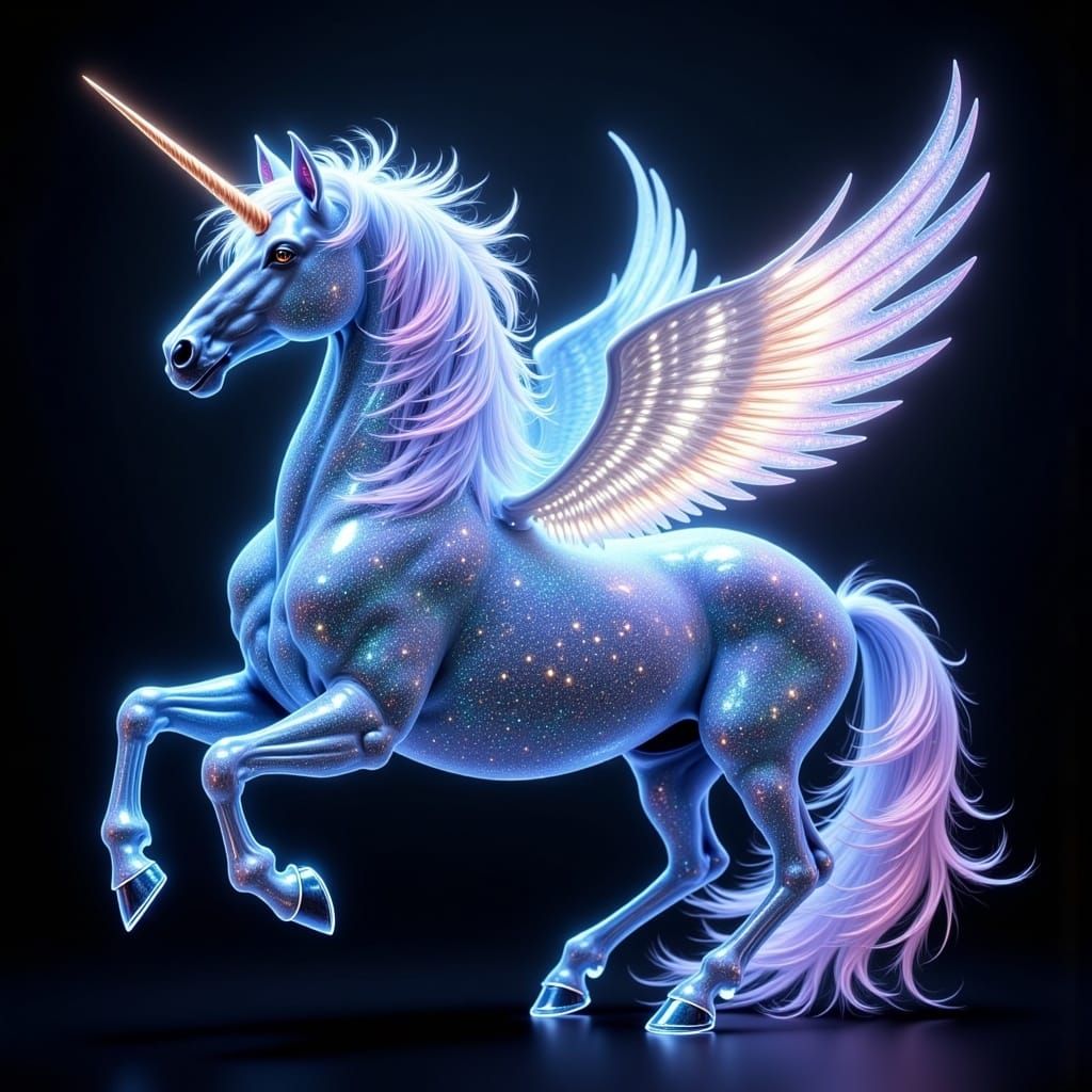 Majestic Unicorn in Shimmering Holographic Aura