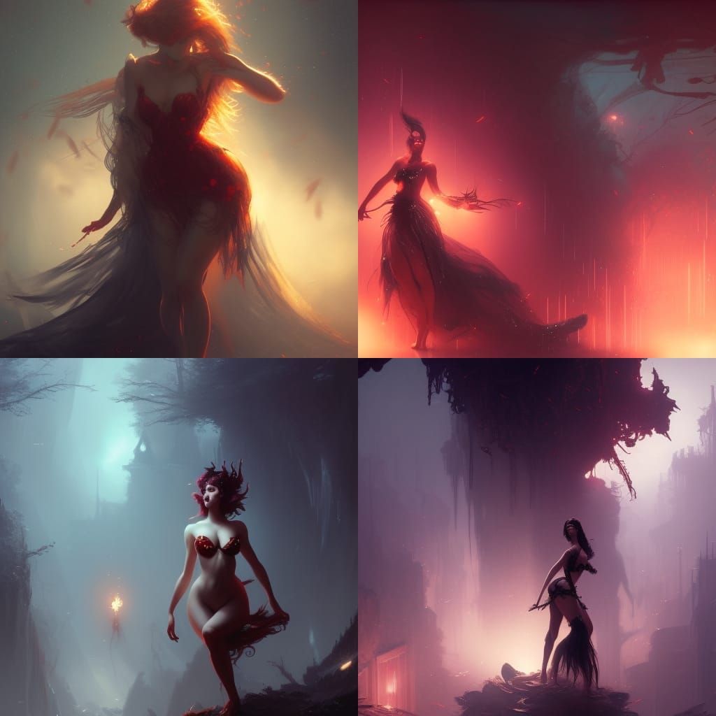 Burlesque Fantasy: Two Dancers in Hyperdetailed Art