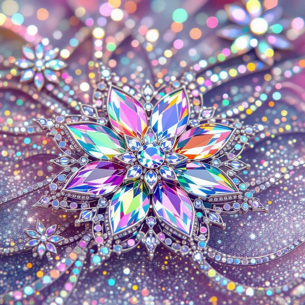 Rainbow Iridescent Holographic Spangles in Digital Art Style