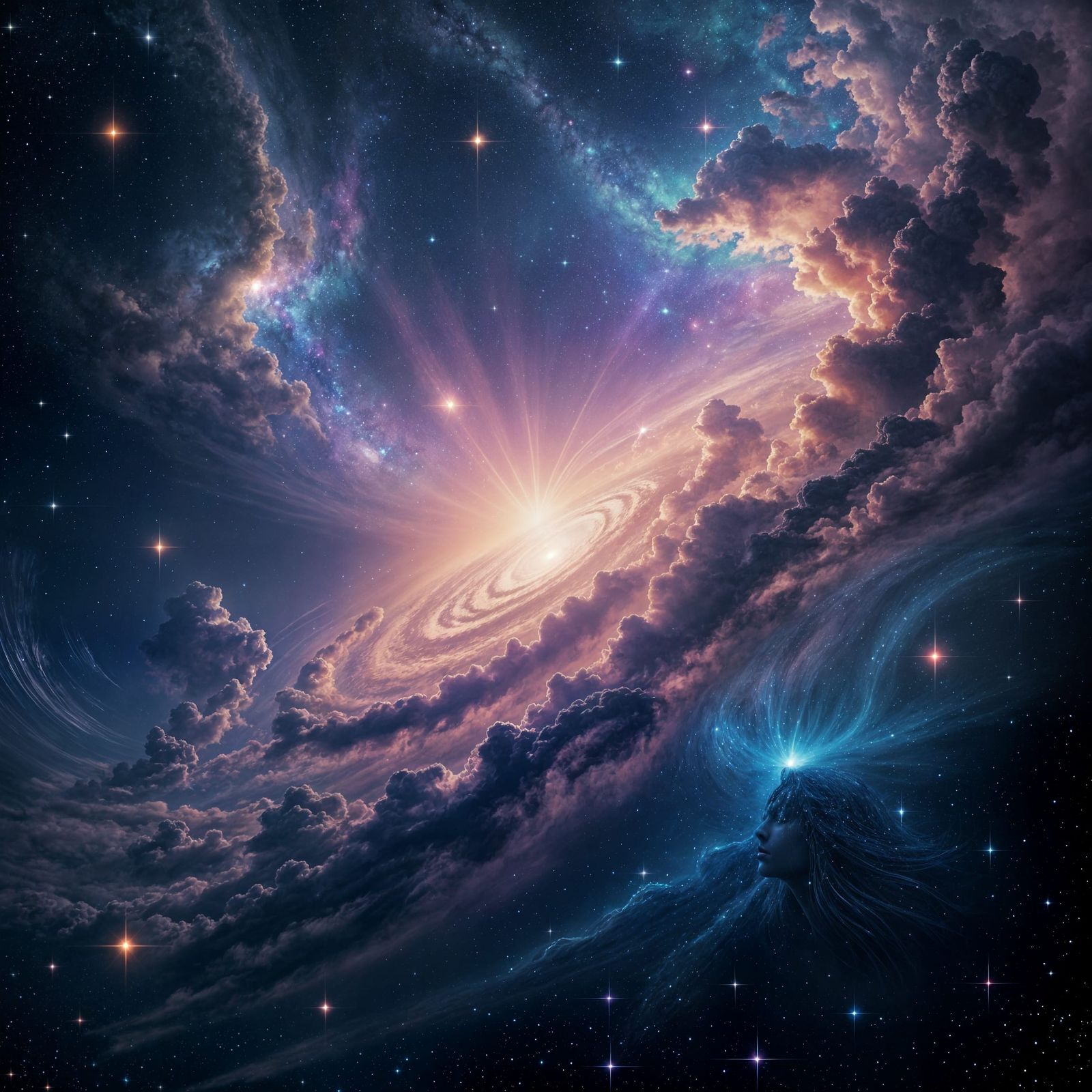 Mystical Celestial Cosmic Beauty in Psychedelic Style