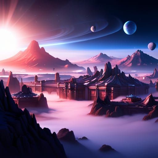 Alien Motherships Over Town in 3D Game Style