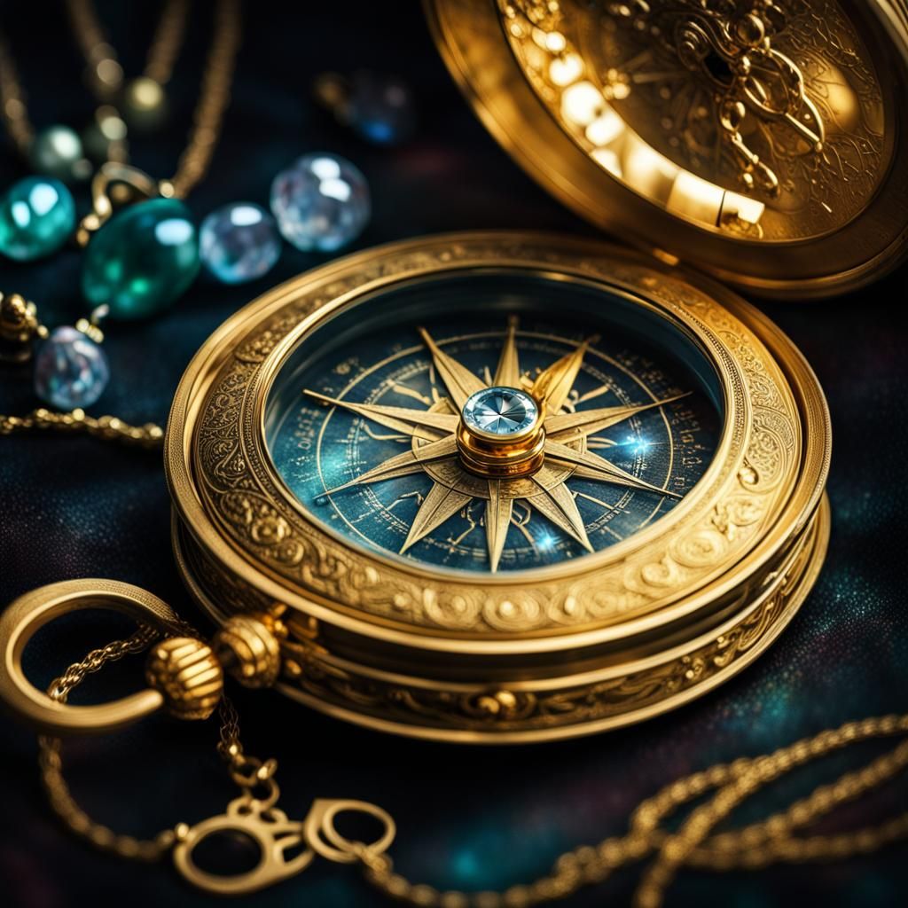 Golden Compass and Aurora Borealis with Jewelry