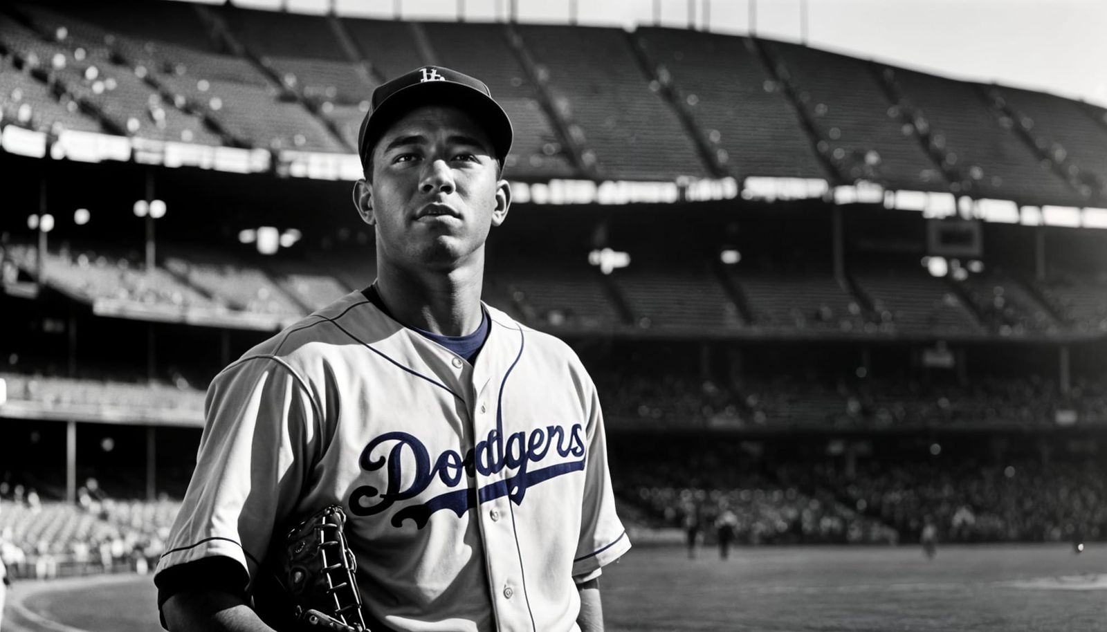 Dodgers Baseball Player, 1940s Black and White Photo