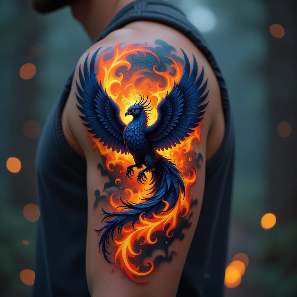 Fiery Phoenix Tattoo in Fantasy Concept Art
